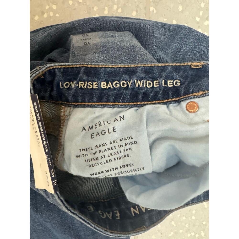 NWT American Eagle Low Rise Wide Leg Raw Hem Jeans Size 10S - Picture 4 of 4